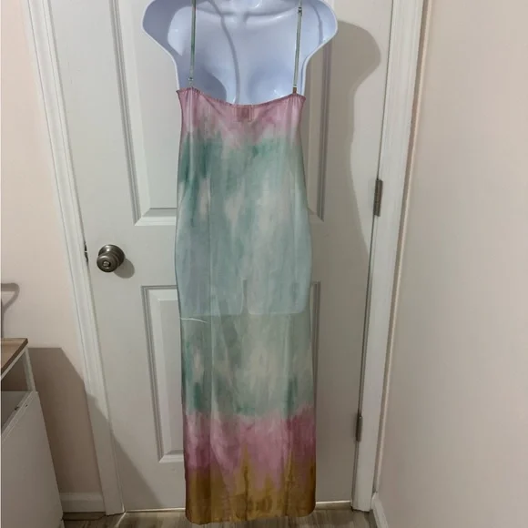 flutter sleeve satin maxi dress Baltic Born Womens Agnes Satin Maxi Dress | Whisper Blue